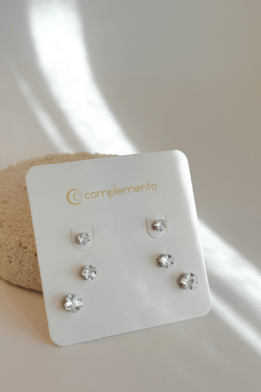Brinco Trio Florzinhas Prata