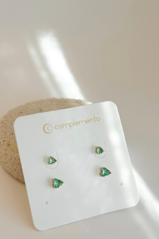 Brinco Kit Dupla Triangle Dourado