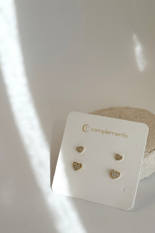 Brinco Kit Corações Delicadeza Dourado Brinco Kit Corações Delicadeza Dourado