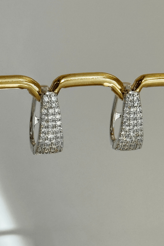 Brinco Argola Luxo Zircônias Prata
