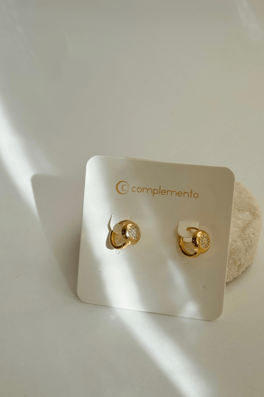 Brinco Argola Botão Shine Dourado
