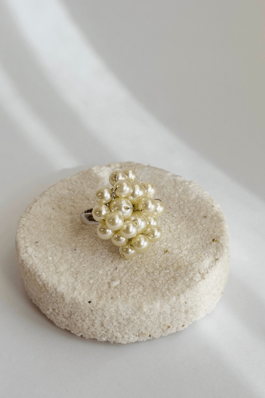 Anel Pérolas Bubbly Prata