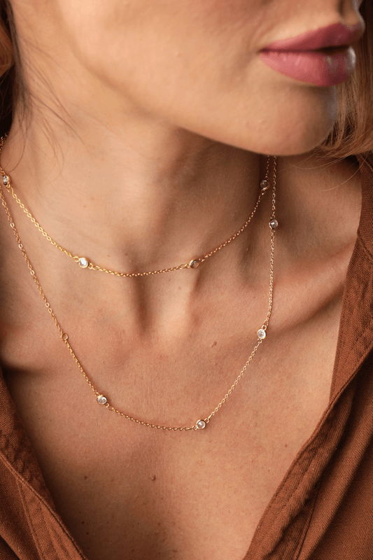 Colar Longo Mix Zircônias Dourado Colar Longo Mix Zircônias Dourado