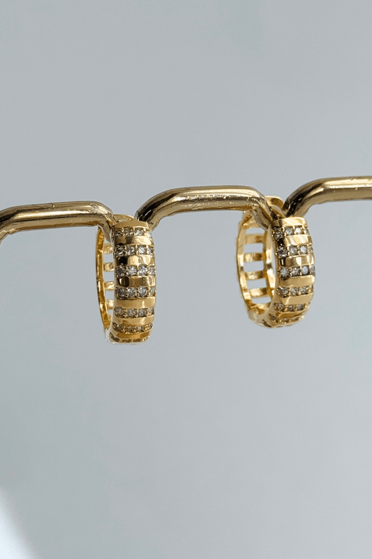 Brinco Argola Steps Zircônia Dourado