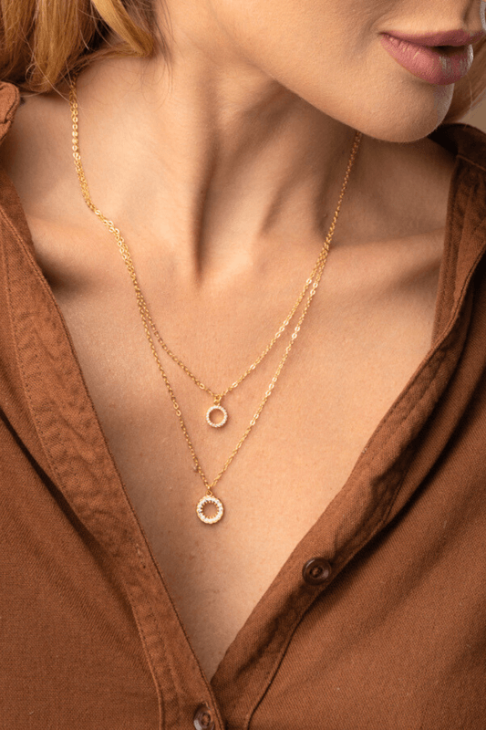Colar Duplo Circles Dourado