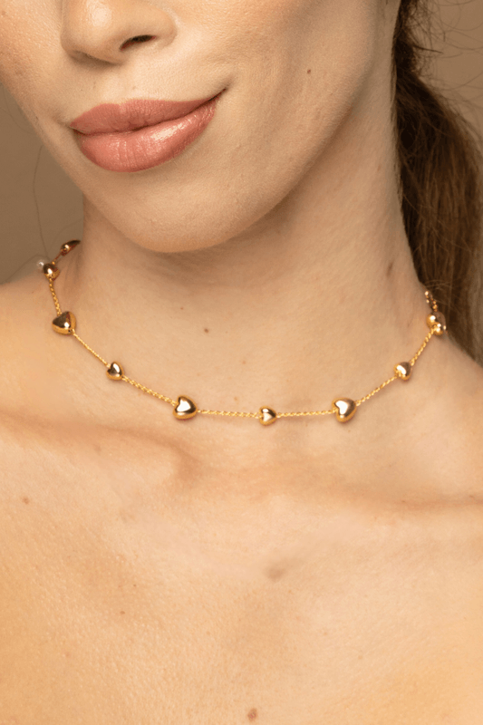 Choker Corações Dourado