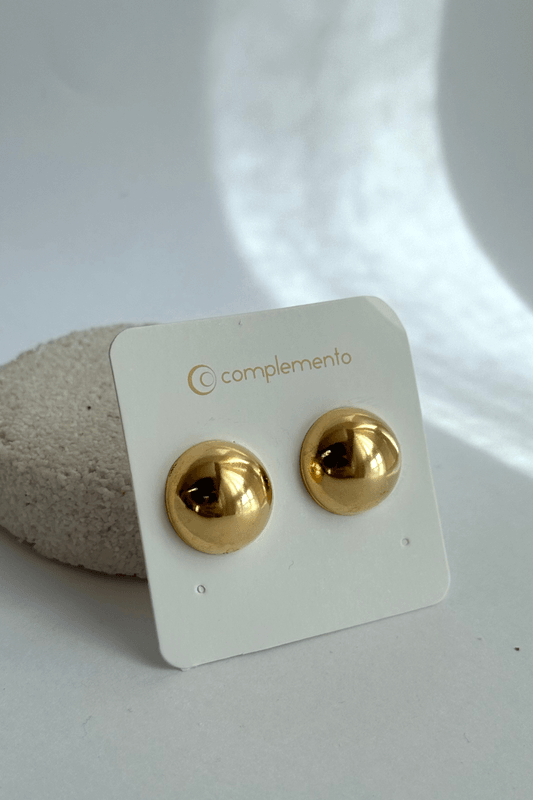 Brinco Botão Basic Dourado