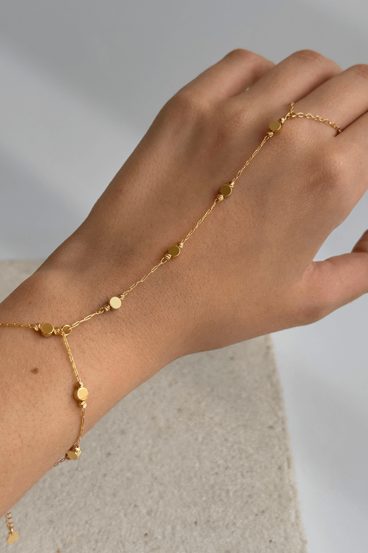 Pulseira Hand Chain Pieces Dourado