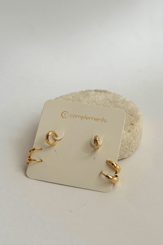 Brinco Trio Argolinhas Dourado