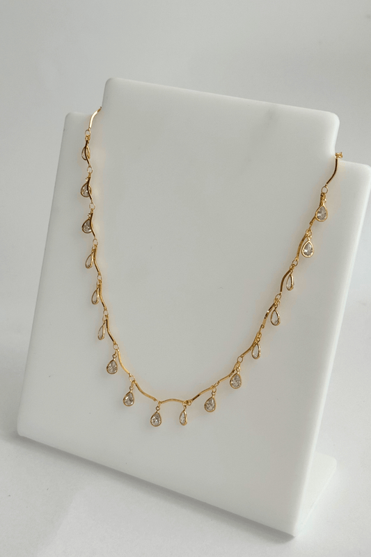 Colar Gotinhas Zircônias Dourado