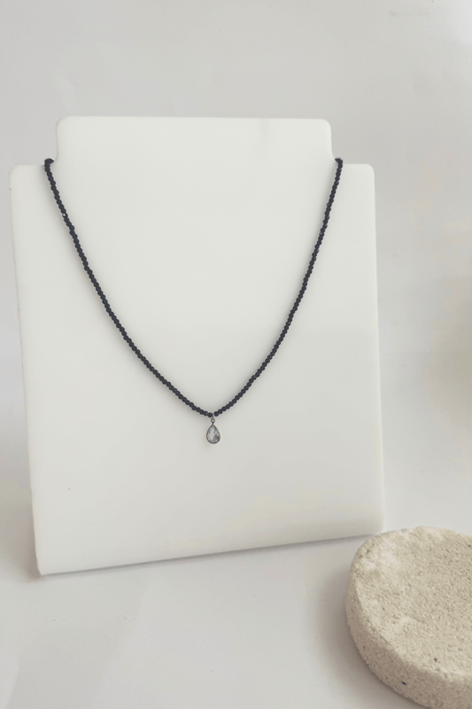 Colar Jóia Mini Cristais Zircônia Azul Prata