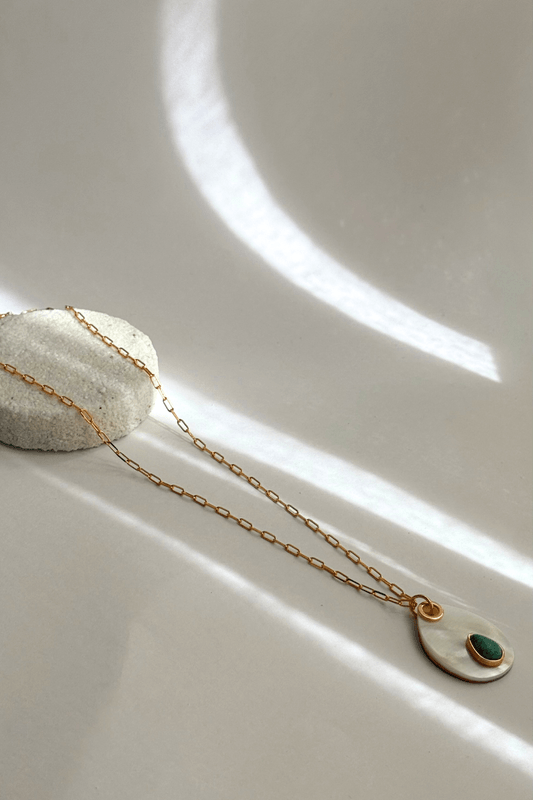 Colar Gota Madre/Turquesa Dourado