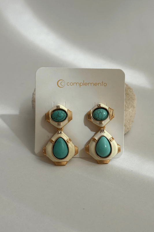 Brinco Positano Turquesa Dourado